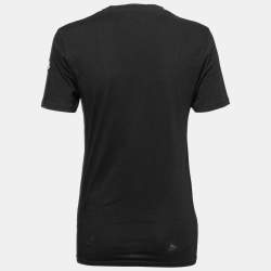 Moncler Black Moncler 1952 Printed Cotton Crew Neck Top S