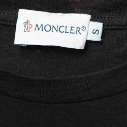 Moncler Black Moncler 1952 Printed Cotton Crew Neck Top S