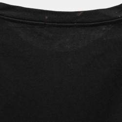 Moncler Black Moncler 1952 Printed Cotton Crew Neck Top S