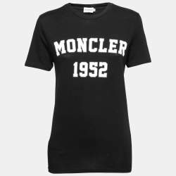 Moncler Black Moncler 1952 Printed Cotton Crew Neck Top S