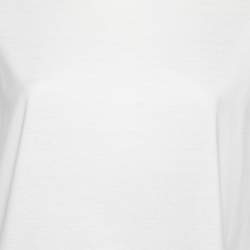 Moncler Off White Cotton Drawstring Detail Short Sleeve T-Shirt L