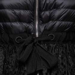 Pre Owned Moncler Black Synthetic Lace Trim Detail Down Jacket S