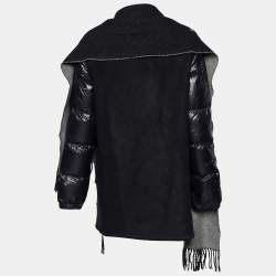 Moncler Black Wool & Down Quilted Mantella Poncho L