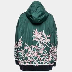 Moncler Dark Green Comte Floral Synthetic Zip-Front Jacket XXL  