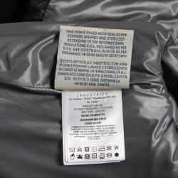 Pre Owned Moncler Black Animal Print Synthetic Quilted Down Jacket L