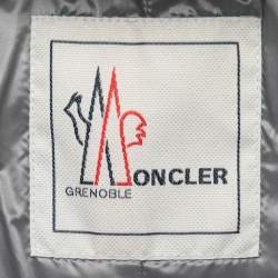 Pre Owned Moncler Black Animal Print Synthetic Quilted Down Jacket L