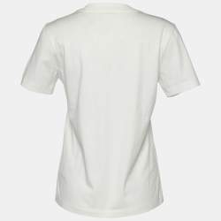 Moncler Ivory Jersey Crystal Logo Detail T-Shirt M