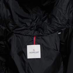 Moncler Black Synthetic Down Fur Trimmed Aphroti Giubbotto Jacket XL