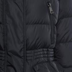 Moncler Black Synthetic Down Fur Trimmed Aphroti Giubbotto Jacket XL