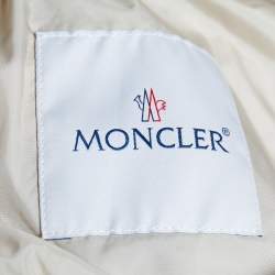 Pre Owned Moncler Beige Synthetic Embellished Collar Parka Jacket M