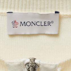 Moncler Cream Knit and Synthetic Zip Front Down Jacket S