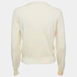 Moncler Cream Knit and Synthetic Zip Front Down Jacket S