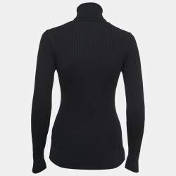 Pre Owned Moncler Black Wool Rib Knit Ciclista Tricot Turtle Neck Sweater M