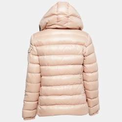 Moncler Light Pink Quilted Nylon Hooded Down Jacket M