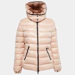 Moncler Light Pink Quilted Nylon Hooded Down Jacket M