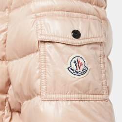 Moncler Light Pink Quilted Nylon Hooded Down Jacket M