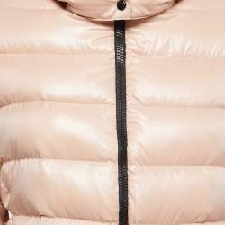 Moncler Light Pink Quilted Nylon Hooded Down Jacket M