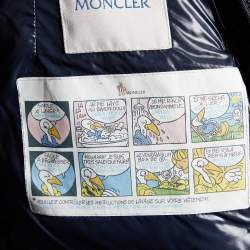 Pre Owned Moncler Navy Blue Quilted Armoise Fur Lined Hooded Down Jacket S