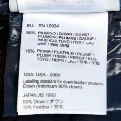 Pre Owned Moncler Navy Blue Quilted Armoise Fur Lined Hooded Down Jacket S