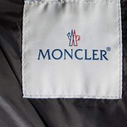 Moncler Grey Metallic Polyester Hooded Belted Angers Jacket M