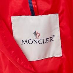 Moncler Red Nylon Zip Front Hooded Jacket L