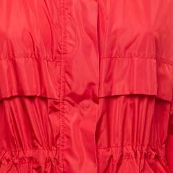 Moncler Red Nylon Zip Front Hooded Jacket L