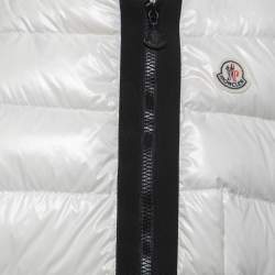 Pre Owned Moncler Off White Nylon Hooded Fur Detail Sleeveless Down Jacket Vest XL