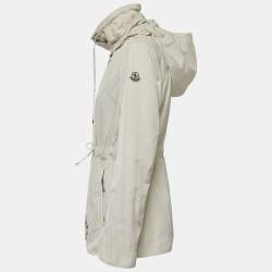 Moncler Off White Synthetic Drawstring Zip-Up Jacket M