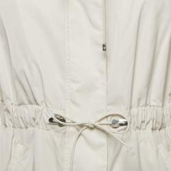 Moncler Off White Synthetic Drawstring Zip-Up Jacket M