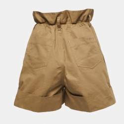 Pre Owned Moncler Tan Brown Curled High Waist Shorts S