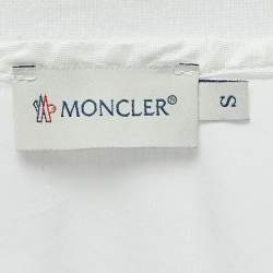 Moncler White Cotton Zip Front Short Sleeve Top S