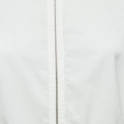 Moncler White Cotton Zip Front Short Sleeve Top S