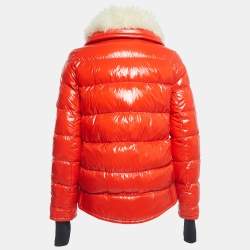 Pre Owned Moncler Red Quilted Nylon Arabba Down Jacket XS
