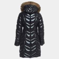 Pre Owned Moncler Black Down Quilted Fulmar Long Jacket M