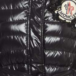 Pre Owned Moncler Black Nylon Embellished Belted Down Jacket M