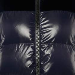 Pre Owned Moncler Navy Blue Nylon & Velvet Puffer Jacket M