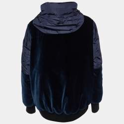 Moncler Navy Blue Nylon & Velvet Puffer Jacket M