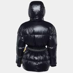 Pre Owned Moncler Black/Beige Nylon Patricia Down Jacket S