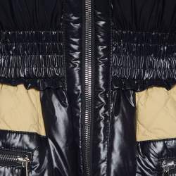 Pre Owned Moncler Black/Beige Nylon Patricia Down Jacket S