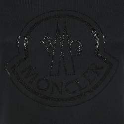 Moncler Black Logo Embellished Cotton Half Sleeve T-Shirt S