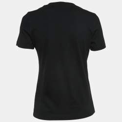 Moncler Black Logo Embellished Cotton Half Sleeve T-Shirt S