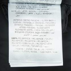 Pre Owned Moncler Black Logo Applique Leather Trim Nylon Zipper Puffer Jacket S