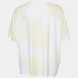 Pre Owned Moncler Yellow Tie Dye Cotton Cropped T-Shirt L