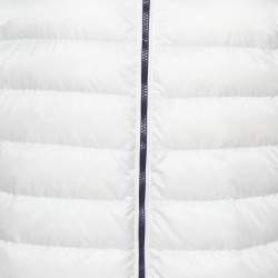 Moncler White Quilted & Knit Zip Up Hooded Cardigan L
