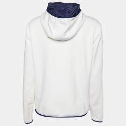 Moncler White Quilted & Knit Zip Up Hooded Cardigan L