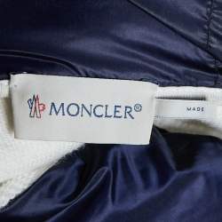 Moncler White Quilted & Knit Zip Up Hooded Cardigan L