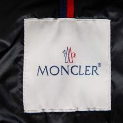 Pre Owned Moncler Black Down Fur Trim Hooded Hermifur Long Jacket L
