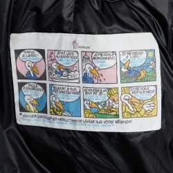 Pre Owned Moncler Black Down Fur Trim Hooded Hermifur Long Jacket L