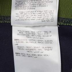 Pre Owned Moncler Navy Blue Jungle Printed Silk And Cotton Knit Top XS