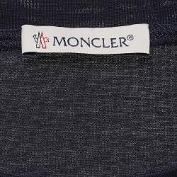 Pre Owned Moncler Navy Blue Jungle Printed Silk And Cotton Knit Top XS